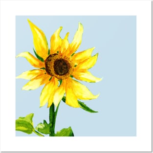 Yellow Sunflower Watercolor Painting Posters and Art